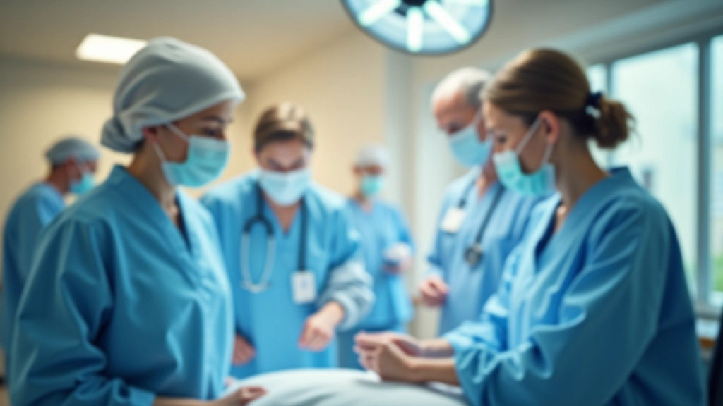 Zdravotnické profesionály v ordinaci či nemocnici, reprezentující rostoucí potřebu zdravotní péče pro stárnoucí populaci